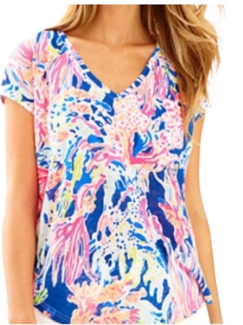 Lilly Pulitzer Linen Rollins Top Indigo in Sunken Treasure Size Small